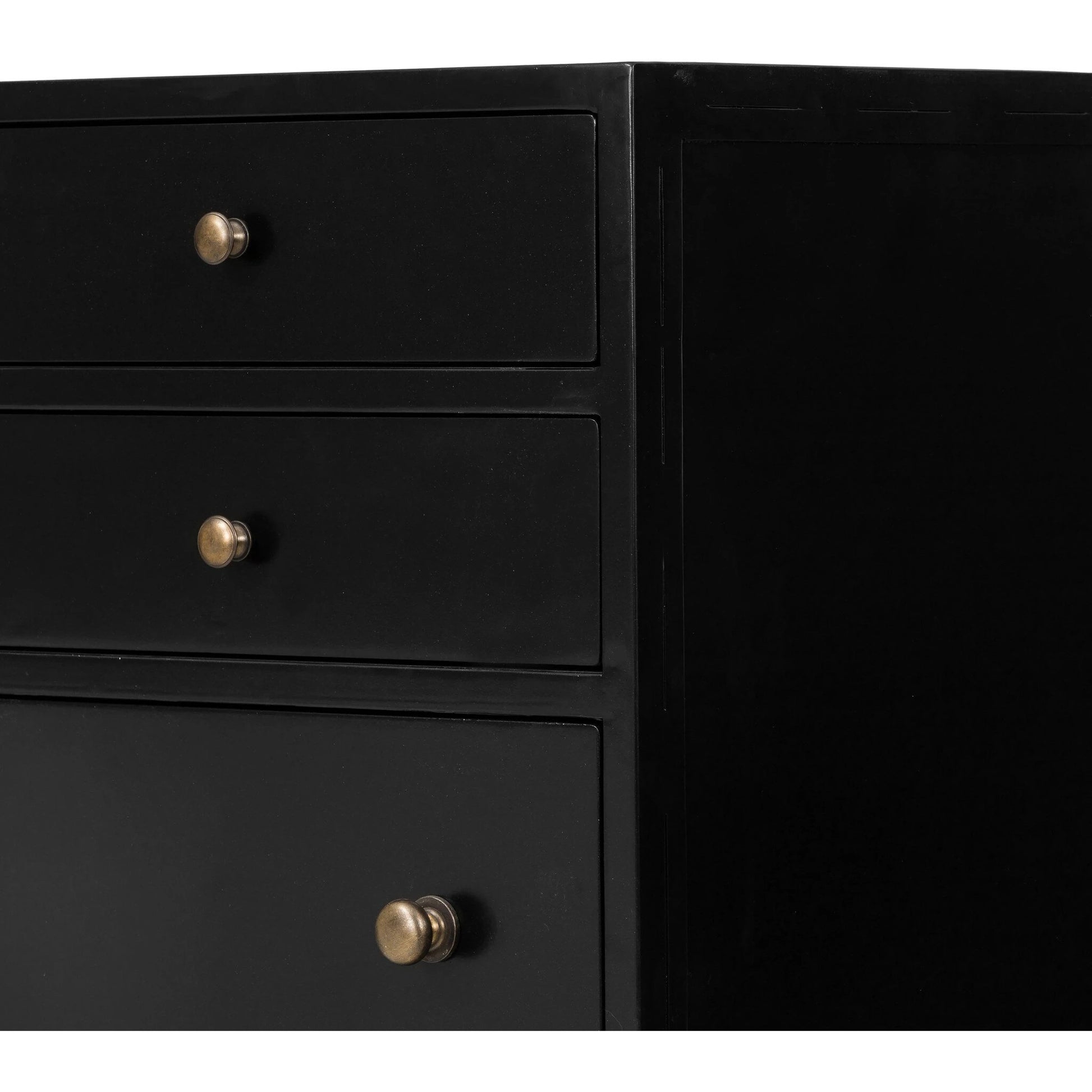 Belmont Tall Dresser by Four Hands in black. Made from iron in a transitional style.