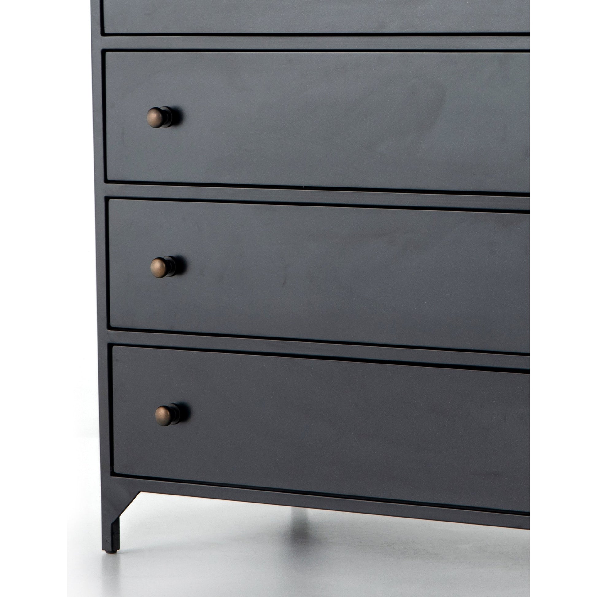 Belmont Tall Dresser by Four Hands in black. Made from iron in a transitional style.