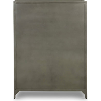 Belmont Tall Dresser by Four Hands in black. Made from iron in a transitional style.