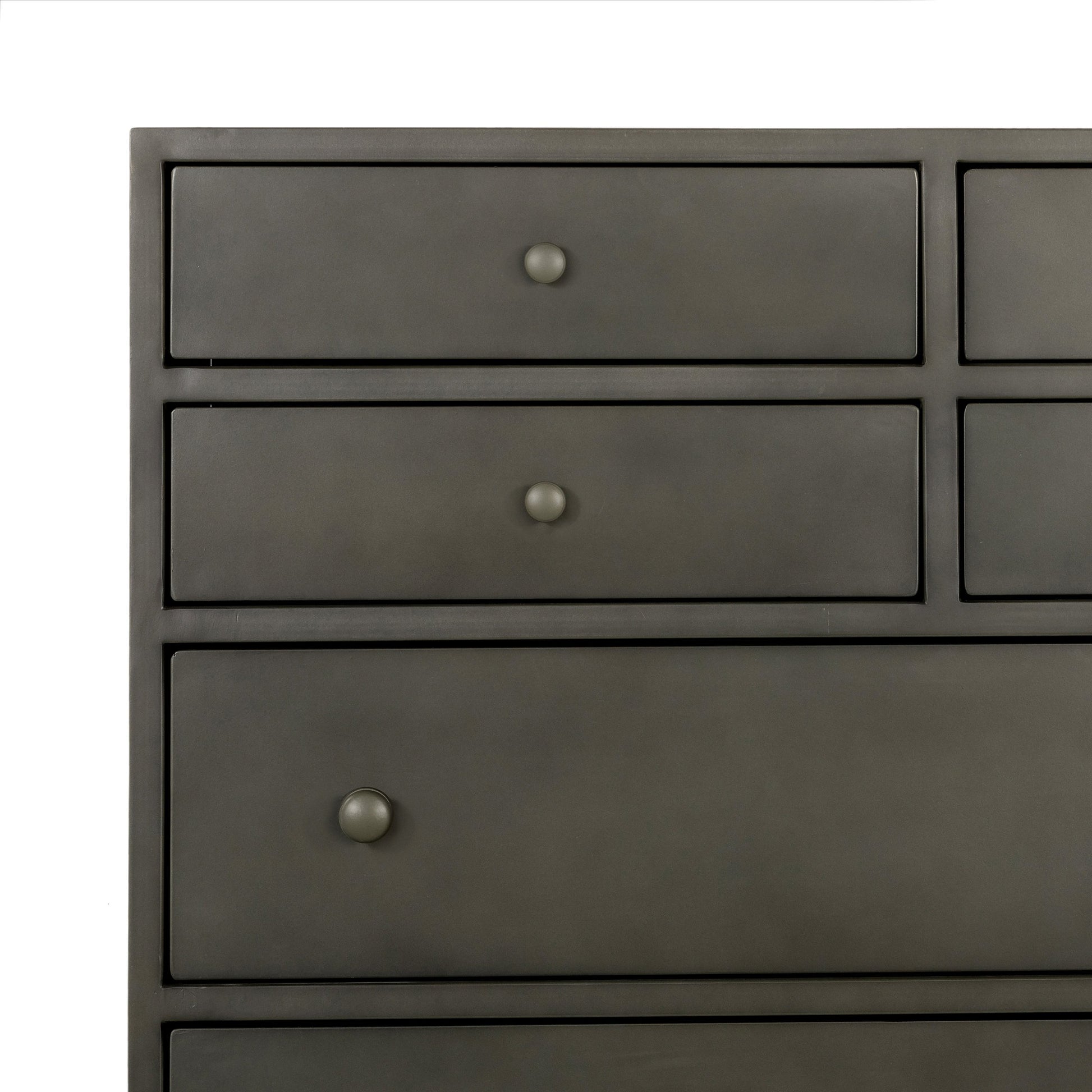 Belmont Tall Dresser by Four Hands in black. Made from iron in a transitional style.