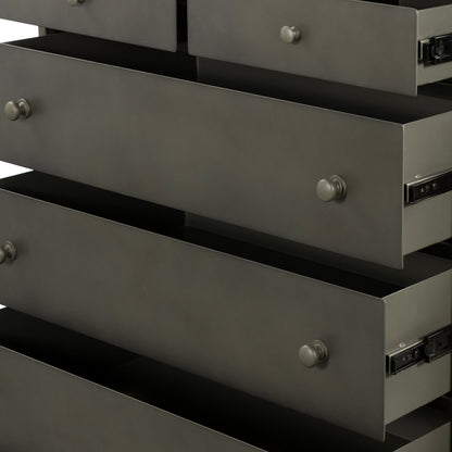 Belmont Tall Dresser by Four Hands in black. Made from iron in a transitional style.