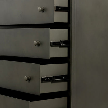 Belmont Tall Dresser by Four Hands in black. Made from iron in a transitional style.