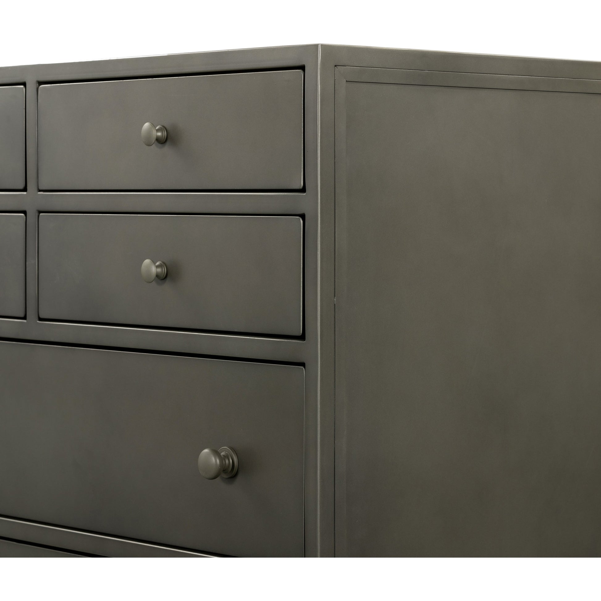 Belmont Tall Dresser by Four Hands in black. Made from iron in a transitional style.