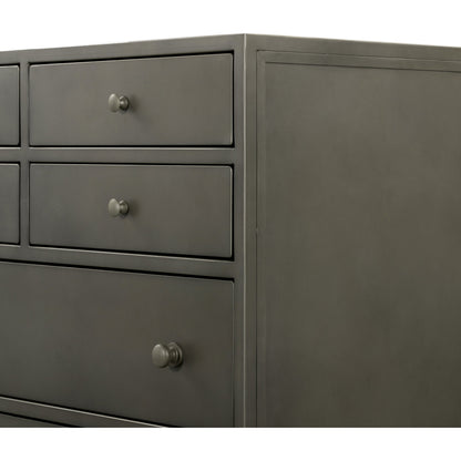Belmont Tall Dresser by Four Hands in black. Made from iron in a transitional style.