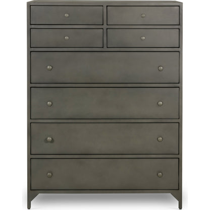 Belmont Tall Dresser by Four Hands in black. Made from iron in a transitional style.
