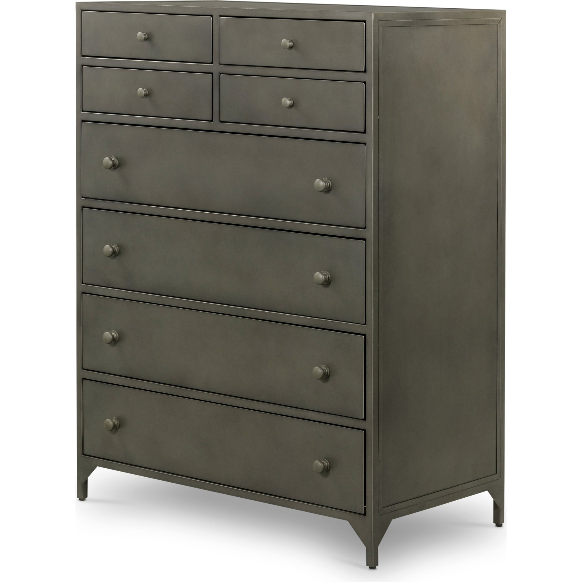 Belmont Tall Dresser by Four Hands in black. Made from iron in a transitional style.