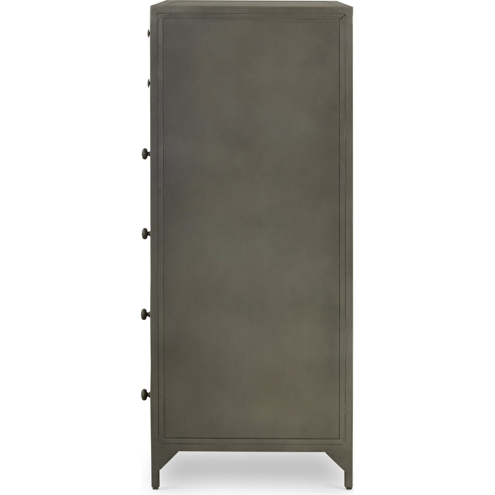 Belmont Tall Dresser by Four Hands in black. Made from iron in a transitional style.
