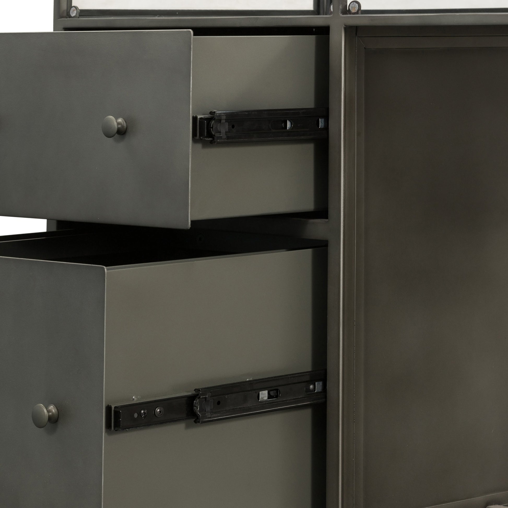 Shadow Box Desk by Four Hands in black. Made from iron in a modern style.