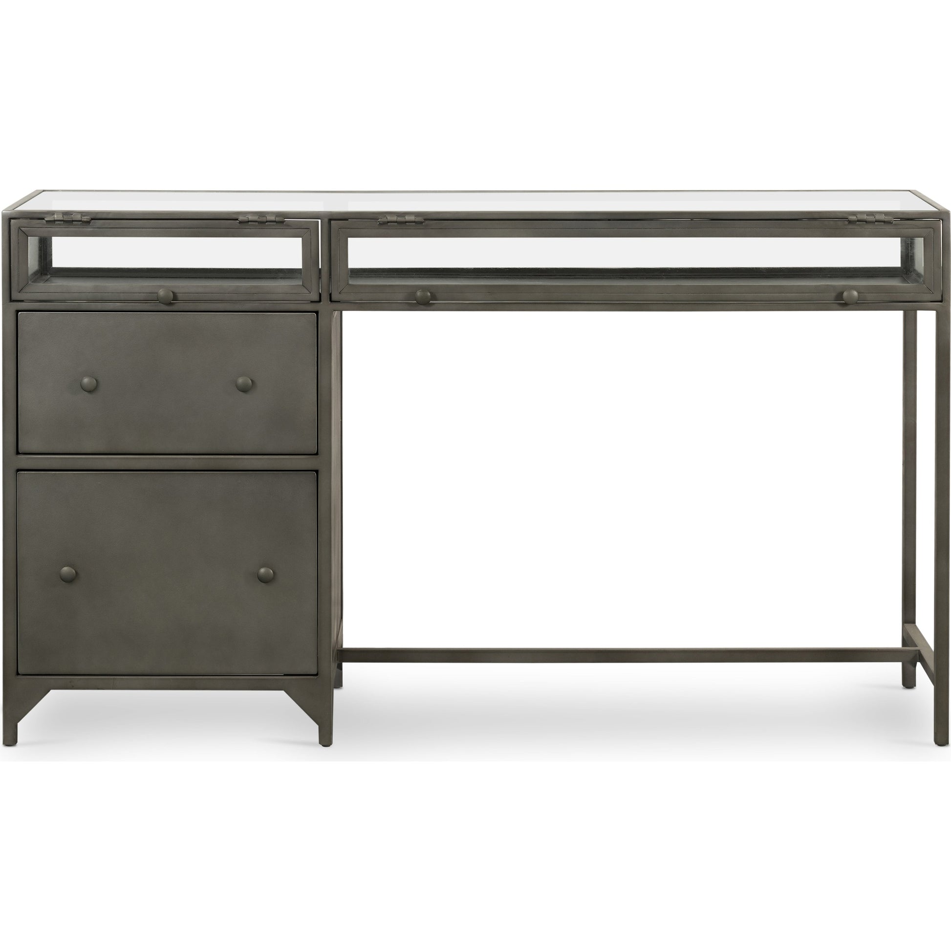 Shadow Box Desk by Four Hands in black. Made from iron in a modern style.