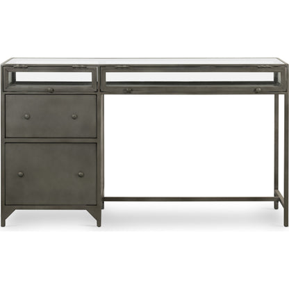 Shadow Box Desk by Four Hands in black. Made from iron in a modern style.