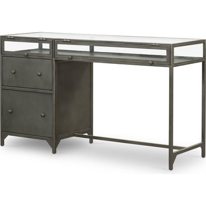 Shadow Box Desk by Four Hands in black. Made from iron in a modern style.