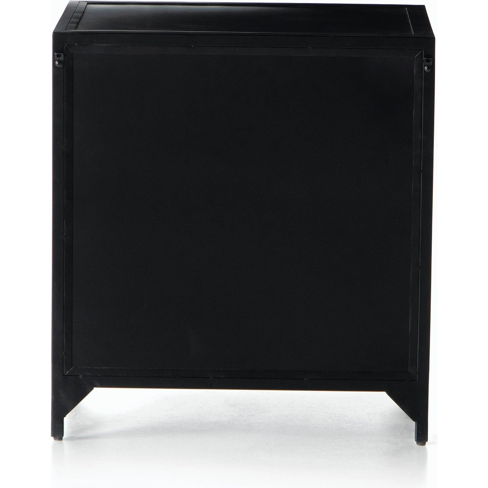 Belmont Storage Nightstand by Four Hands in black. Made from iron in a modern style.