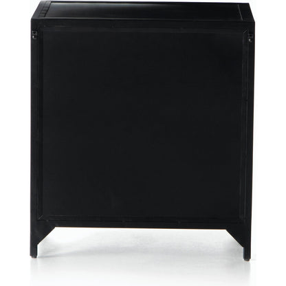 Belmont Storage Nightstand by Four Hands in black. Made from iron in a modern style.