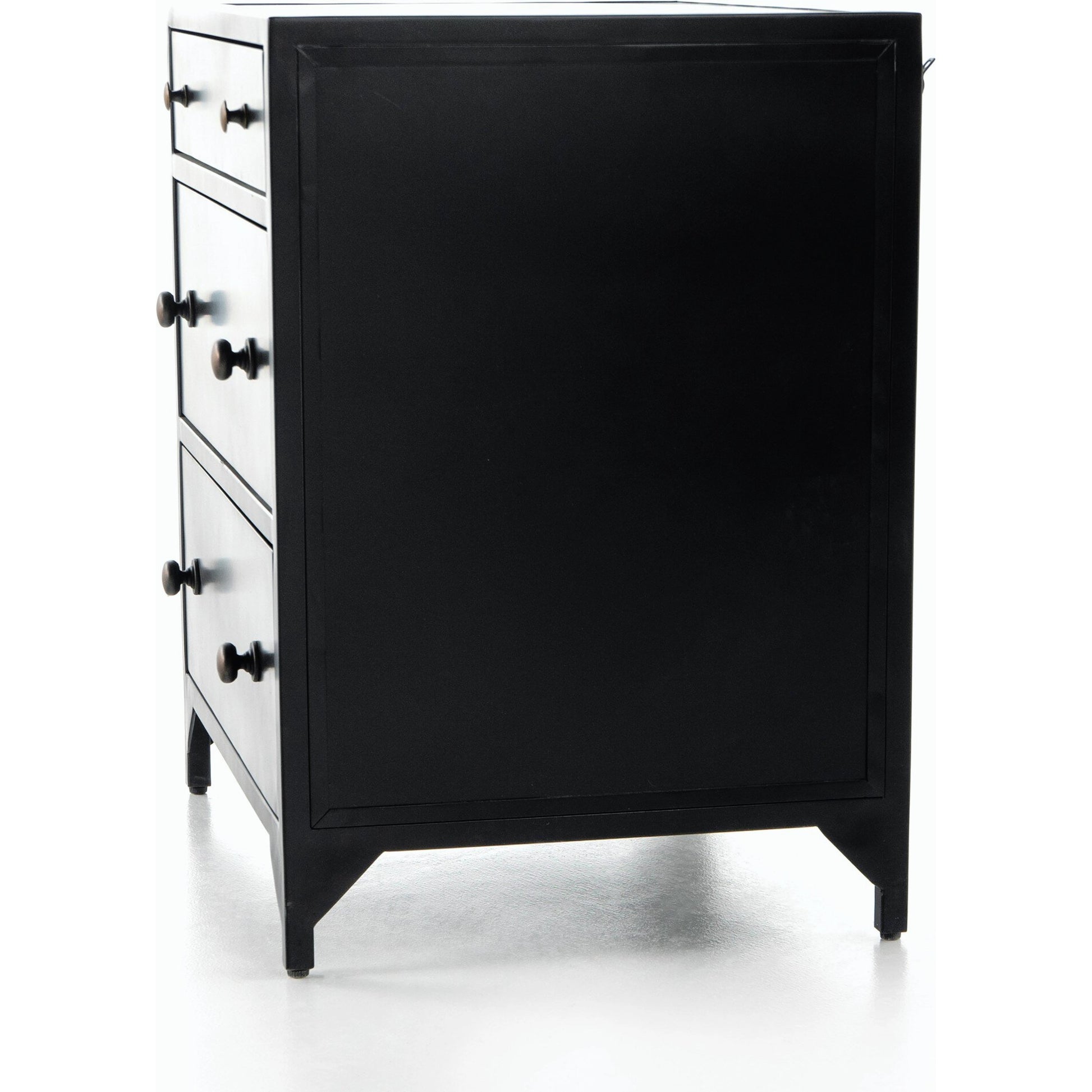 Belmont Storage Nightstand by Four Hands in black. Made from iron in a modern style.