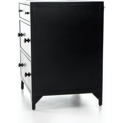 Belmont Storage Nightstand by Four Hands in black. Made from iron in a modern style.