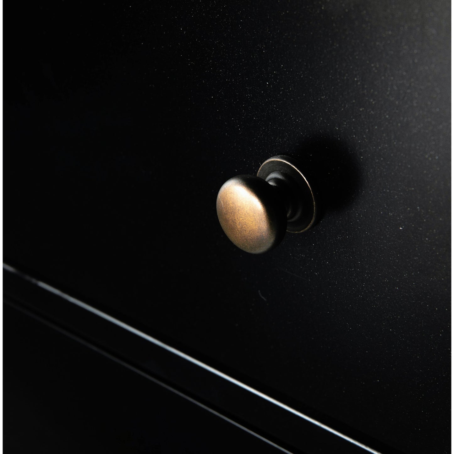 078 SI-1714419 | Closeup | Belmont Storage Nightstand by Four Hands in black. Made from iron in a modern style.