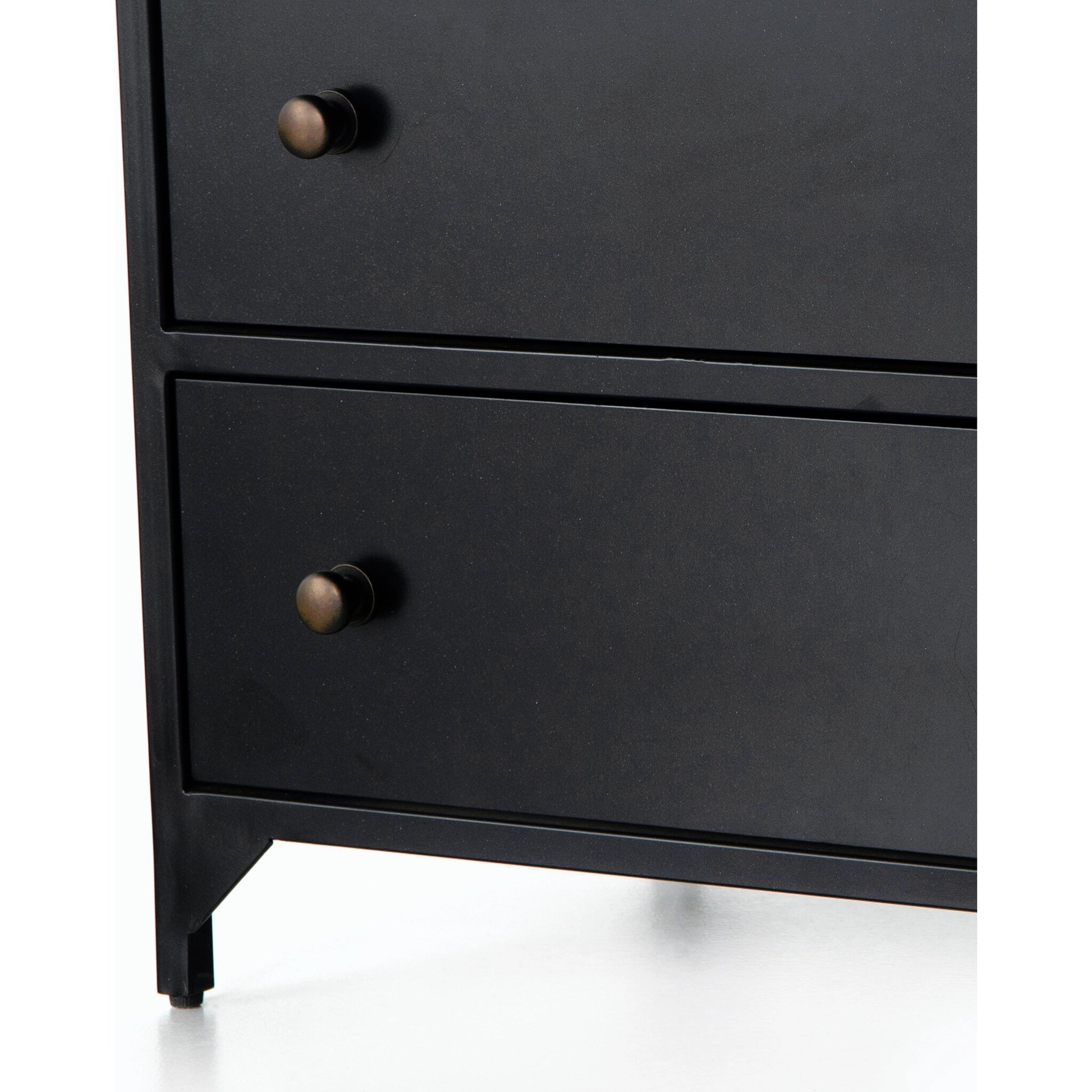 Belmont Storage Nightstand by Four Hands in black. Made from iron in a modern style.