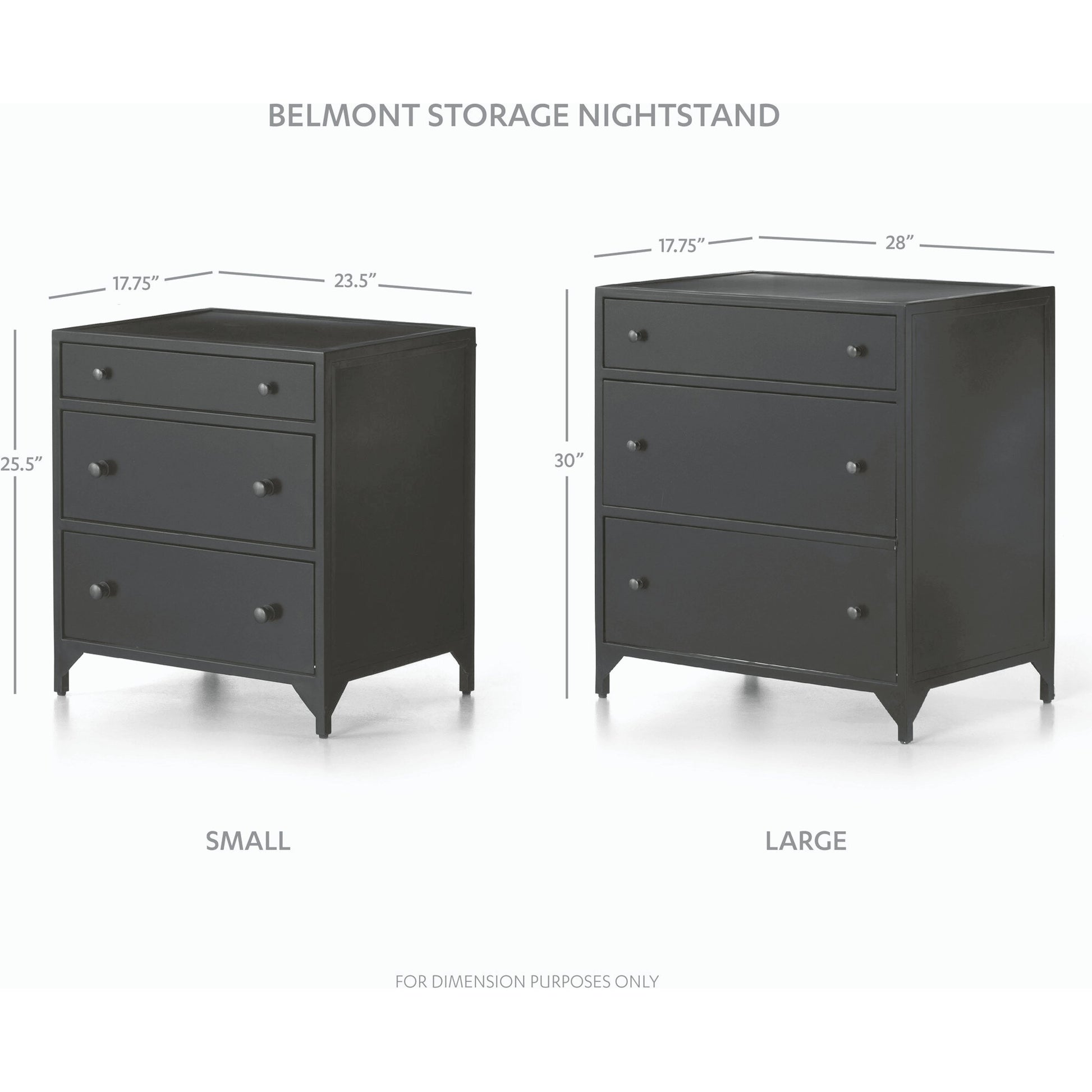 Belmont Storage Nightstand by Four Hands in black. Made from iron in a modern style.