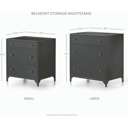 Belmont Storage Nightstand by Four Hands in black. Made from iron in a modern style.
