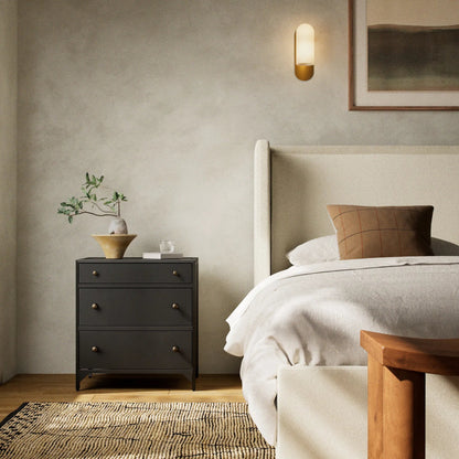 Belmont Storage Nightstand by Four Hands in black. Made from iron in a modern style.