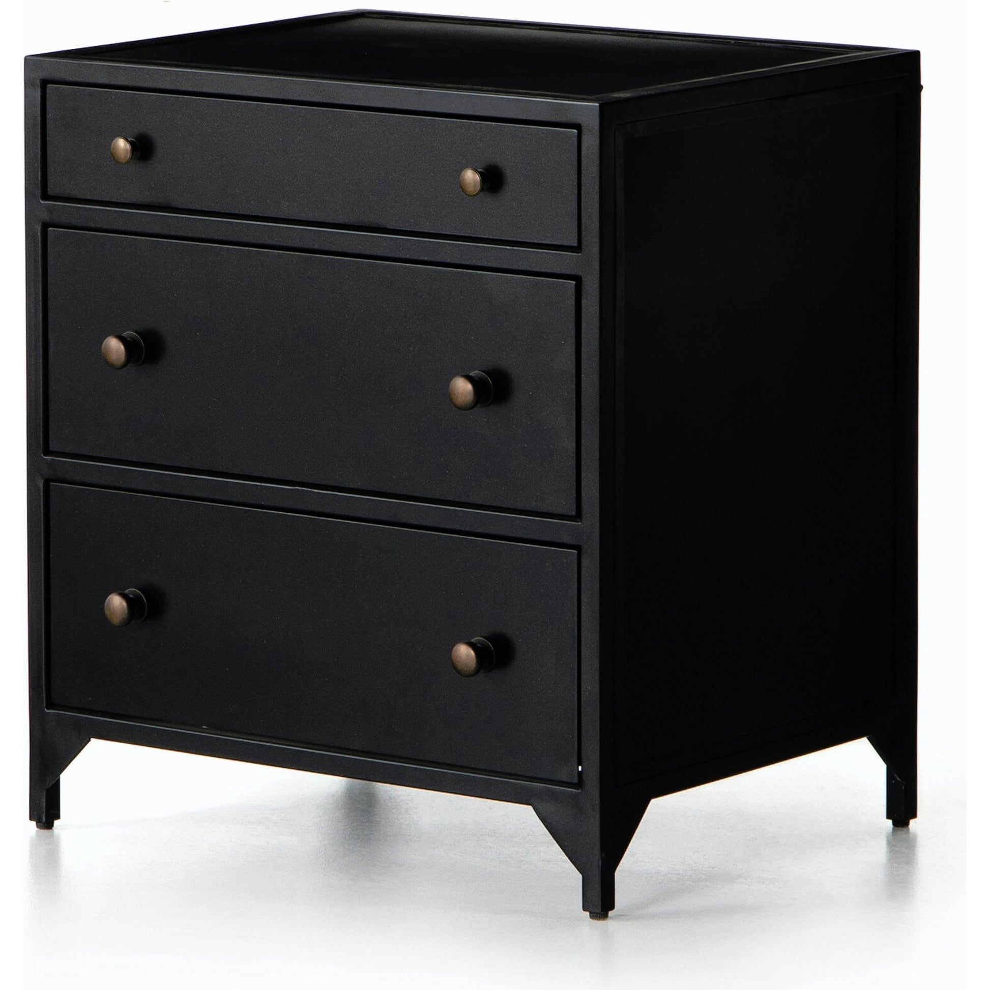 Belmont Storage Nightstand by Four Hands in black. Made from iron in a modern style.