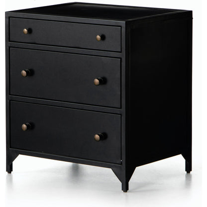 Belmont Storage Nightstand by Four Hands in black. Made from iron in a modern style.