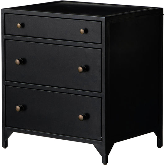 Belmont Storage Nightstand by Four Hands in black. Made from iron in a modern style.