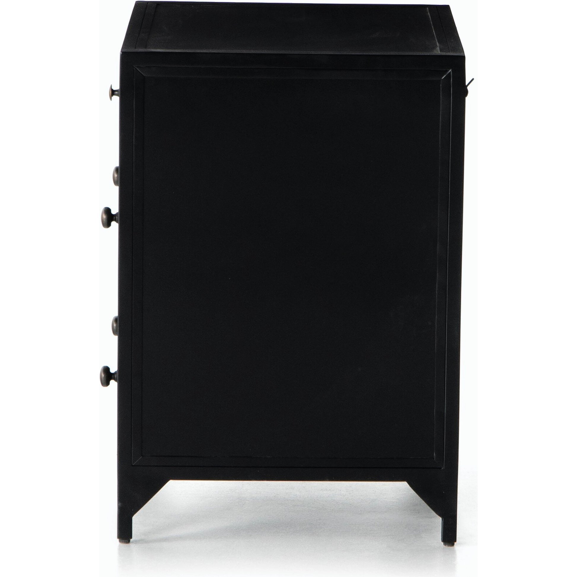 Belmont Storage Nightstand by Four Hands in black. Made from iron in a modern style.