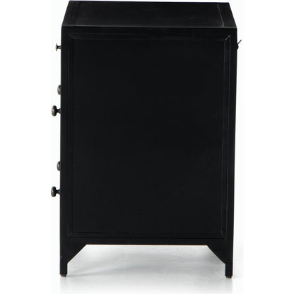 Belmont Storage Nightstand by Four Hands in black. Made from iron in a modern style.
