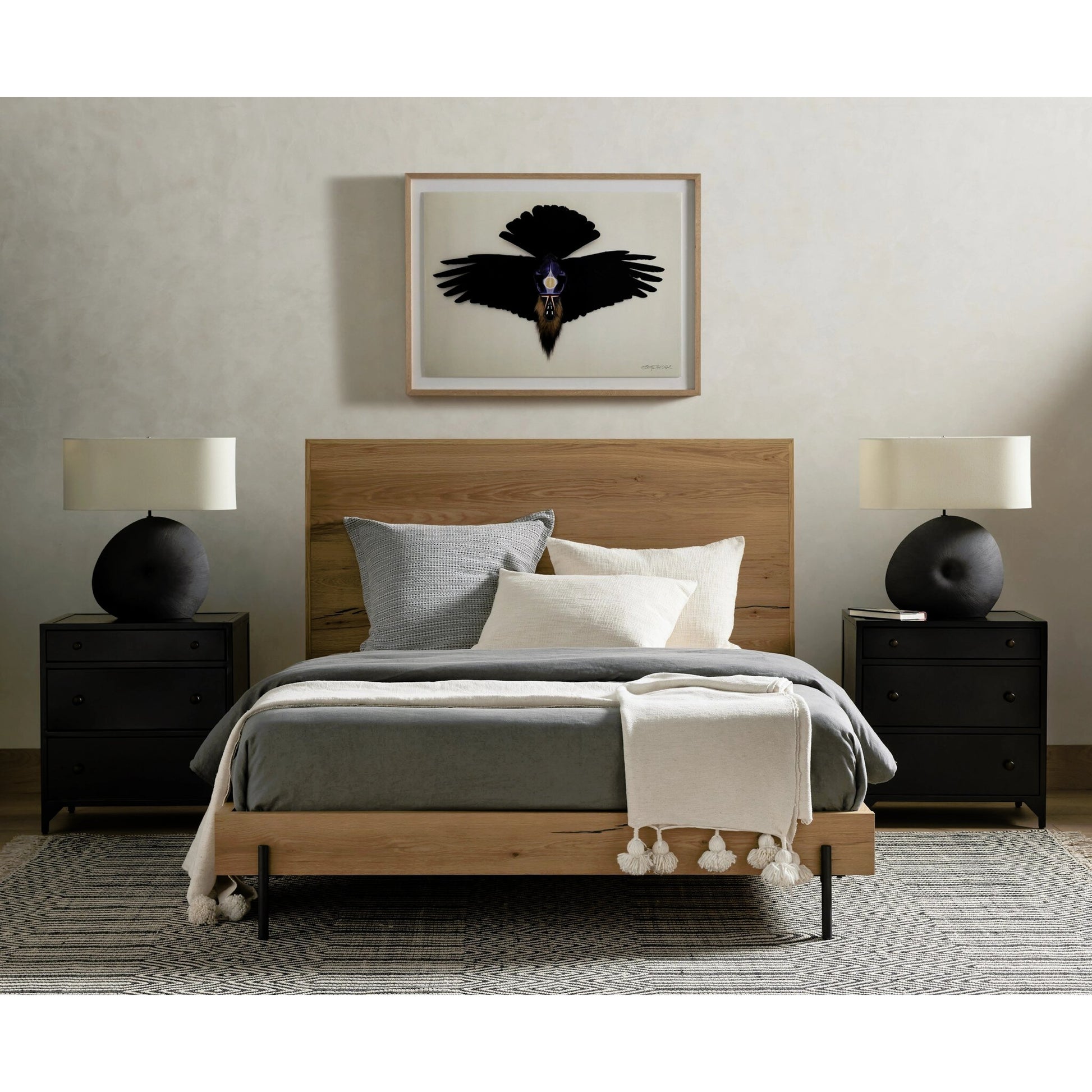 Belmont Storage Nightstand by Four Hands in black. Made from iron in a modern style.