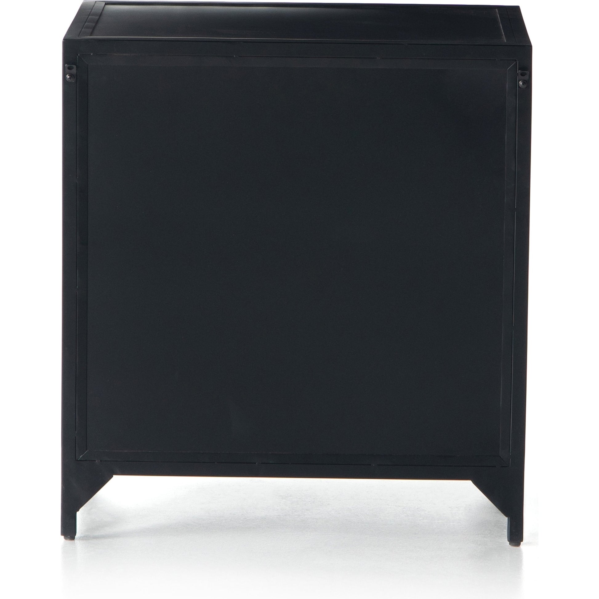 Belmont Storage Nightstand by Four Hands in black. Made from iron in a modern style.