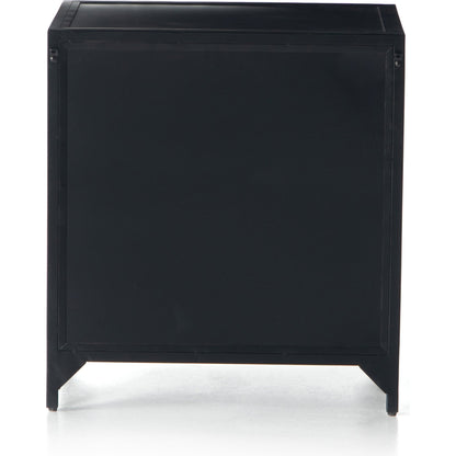 Belmont Storage Nightstand by Four Hands in black. Made from iron in a modern style.