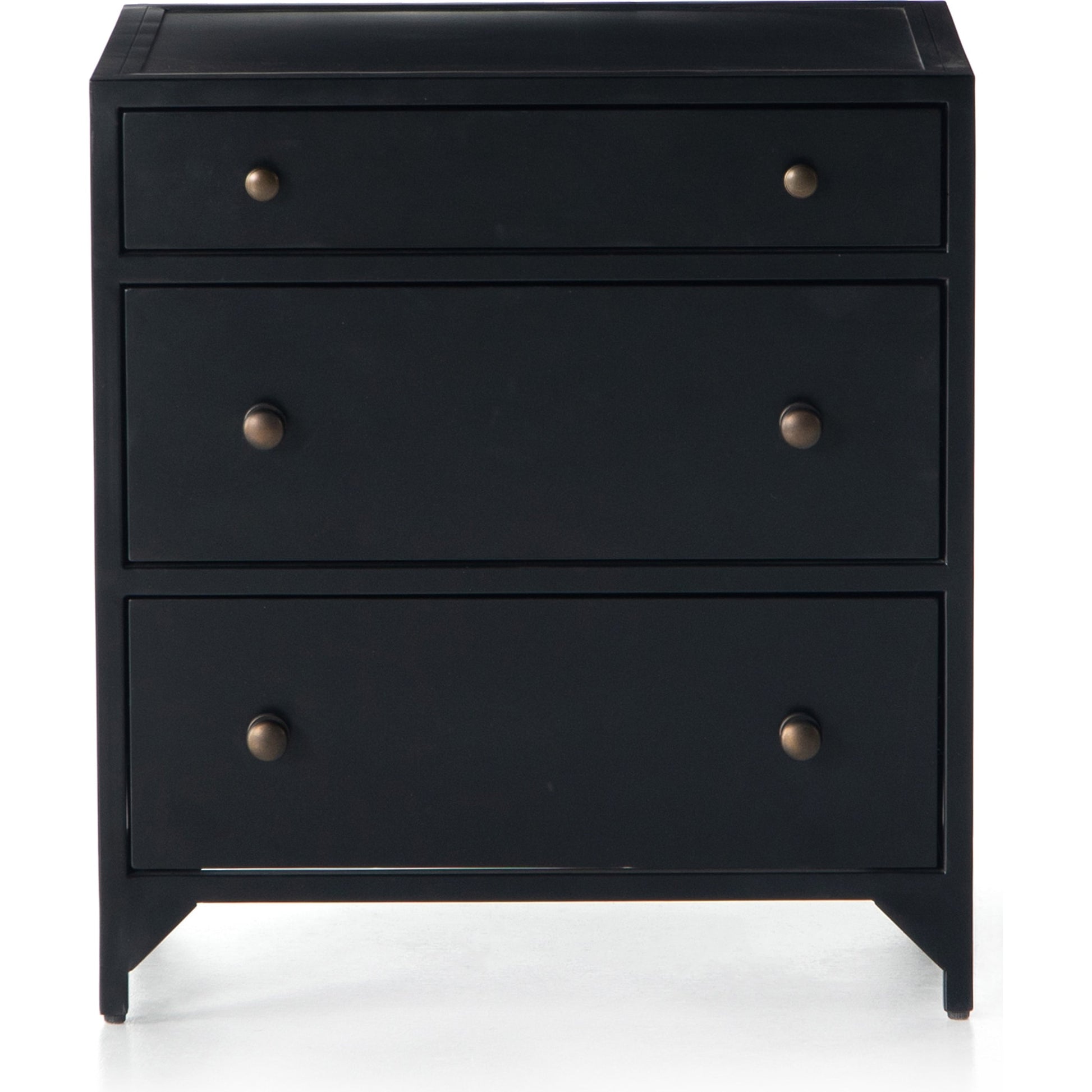 Belmont Storage Nightstand by Four Hands in black. Made from iron in a modern style.