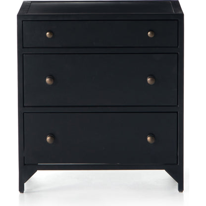 Belmont Storage Nightstand by Four Hands in black. Made from iron in a modern style.