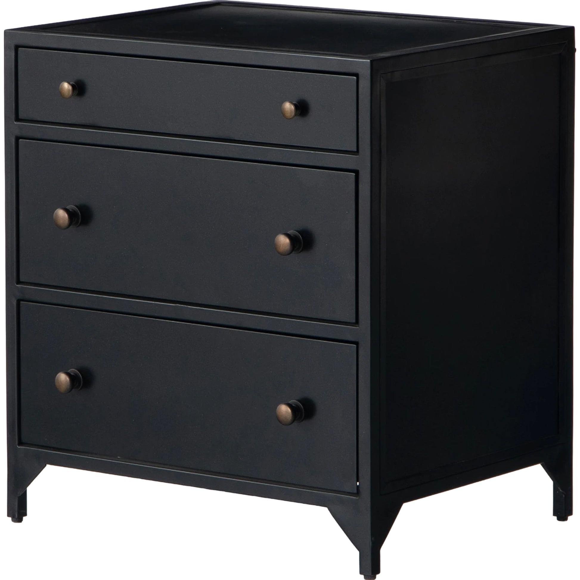 Belmont Storage Nightstand by Four Hands in black. Made from iron in a modern style.