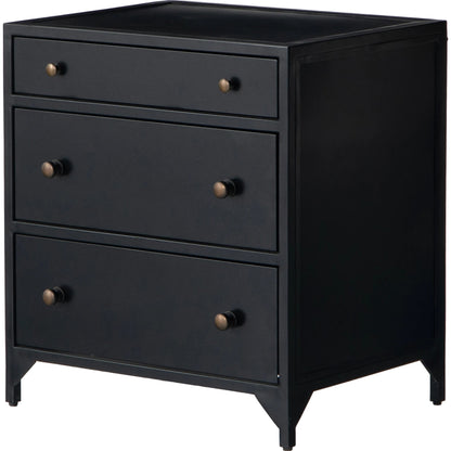 Belmont Storage Nightstand by Four Hands in black. Made from iron in a modern style.