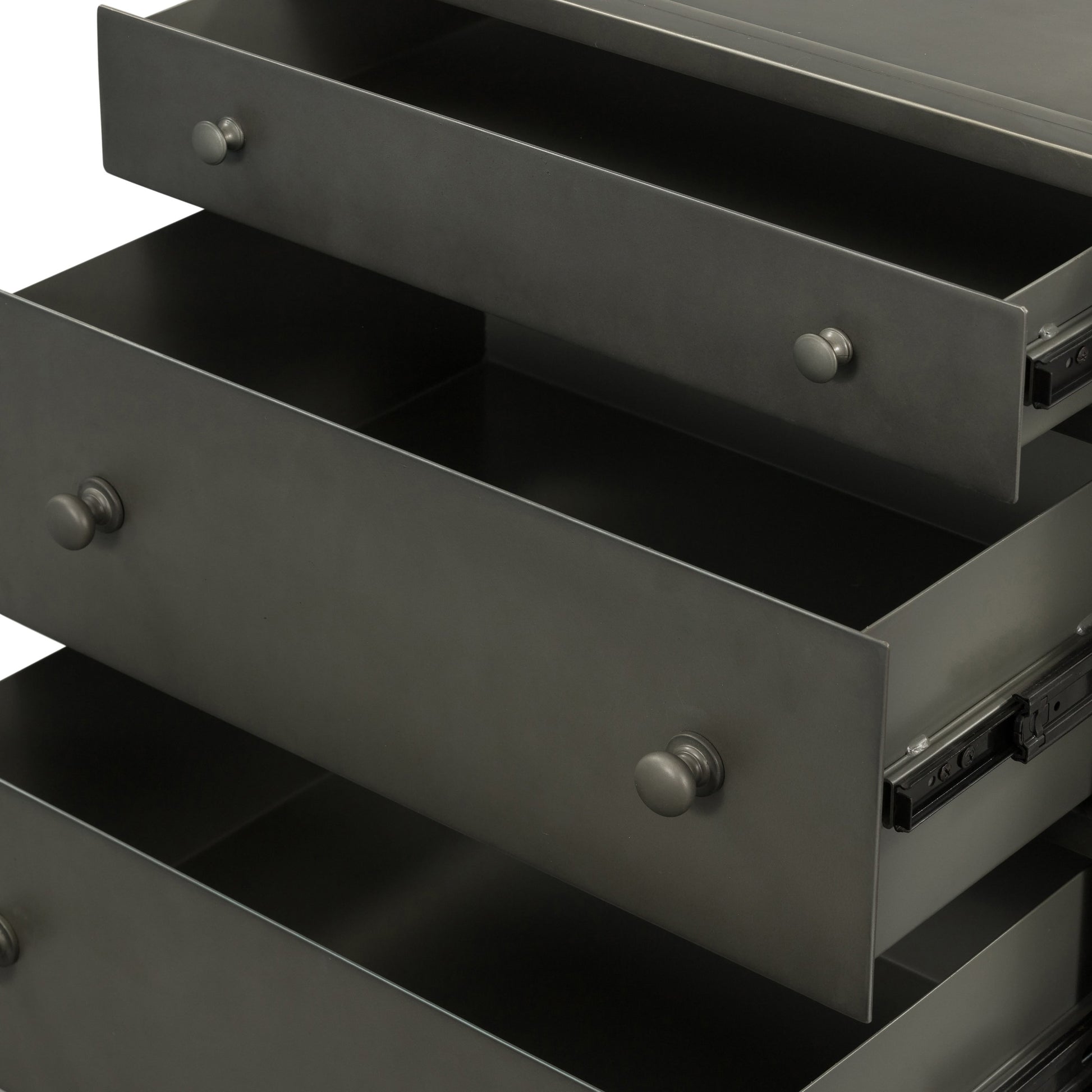 Belmont Storage Nightstand by Four Hands in black. Made from iron in a modern style.