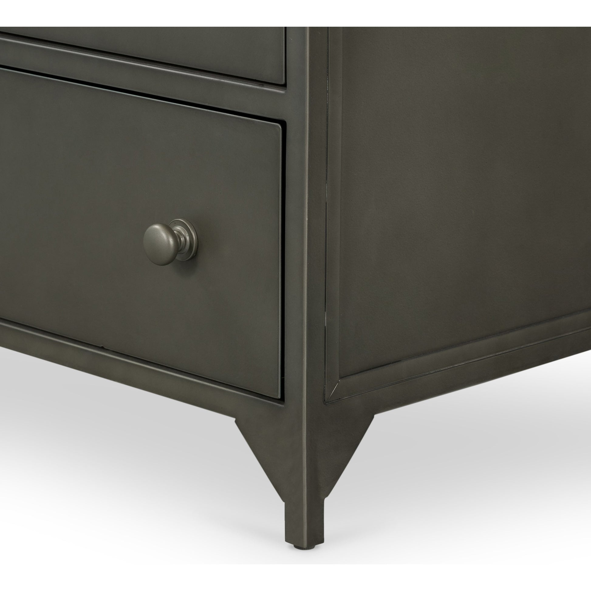 Belmont Storage Nightstand by Four Hands in black. Made from iron in a modern style.