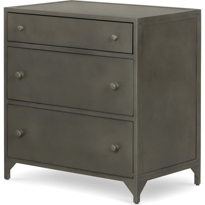 Belmont Storage Nightstand by Four Hands in black. Made from iron in a modern style.