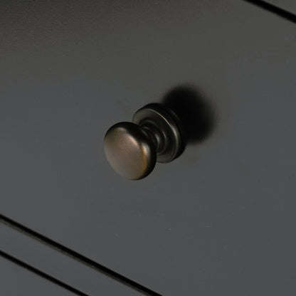 Belmont 2 Drawer Nightstand by Four Hands in black, weathered bronze and black. Made from iron in a modern style.