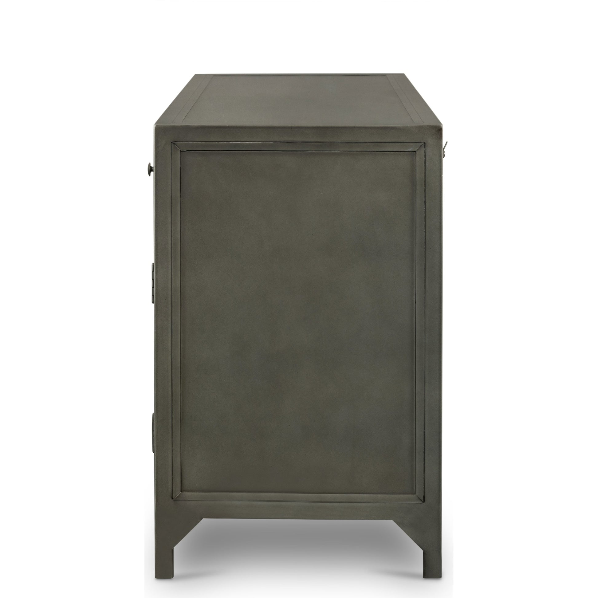 Shadow Box Media Console by Four Hands in black. Made from iron in a modern style.