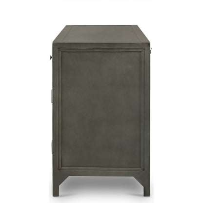 Shadow Box Media Console by Four Hands in black. Made from iron in a modern style.