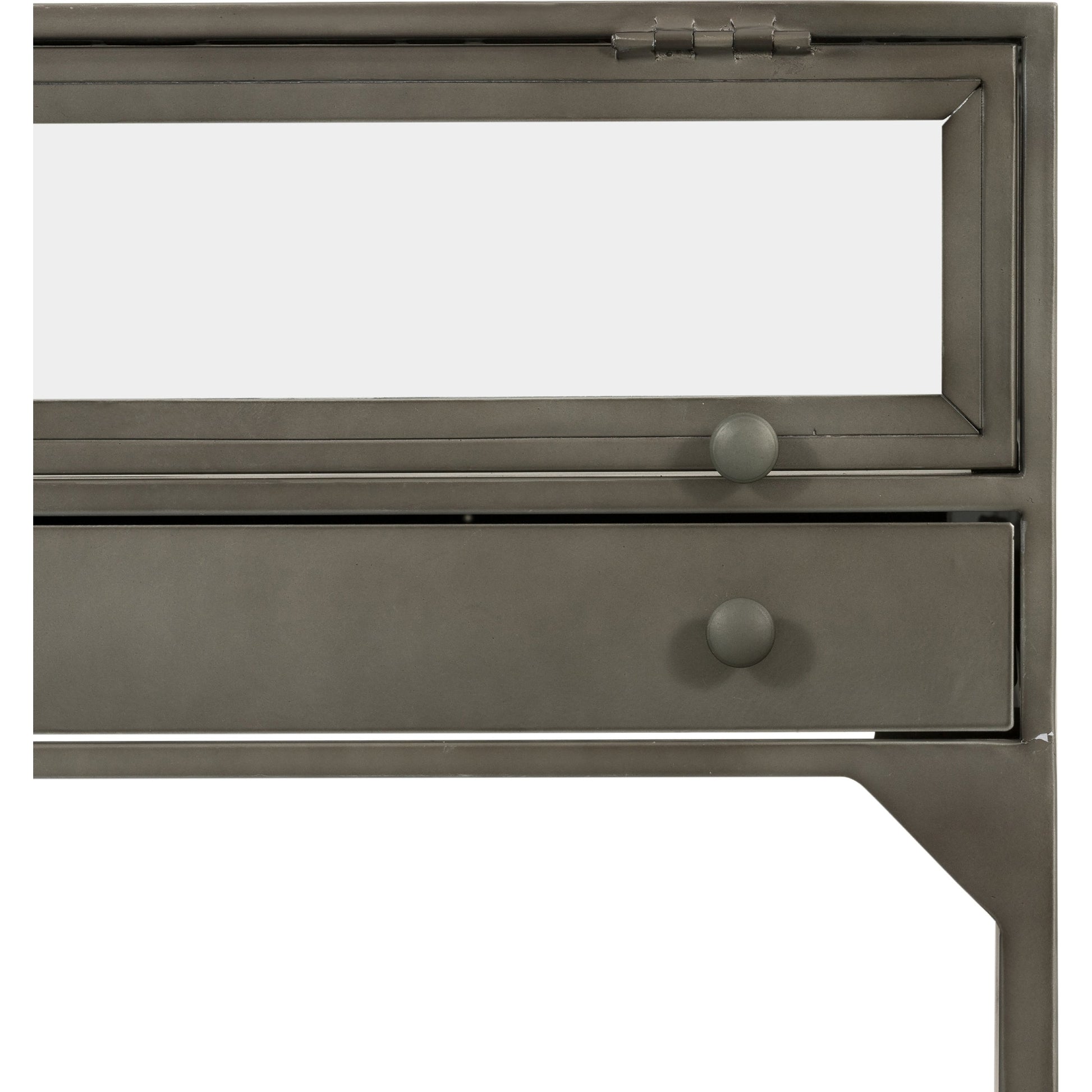 Shadow Box End Table by Four Hands in black. Made from tempered glass, iron in a modern style.