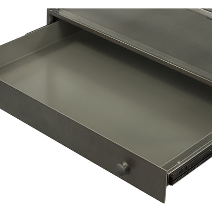 Shadow Box End Table by Four Hands in black. Made from tempered glass, iron in a modern style.