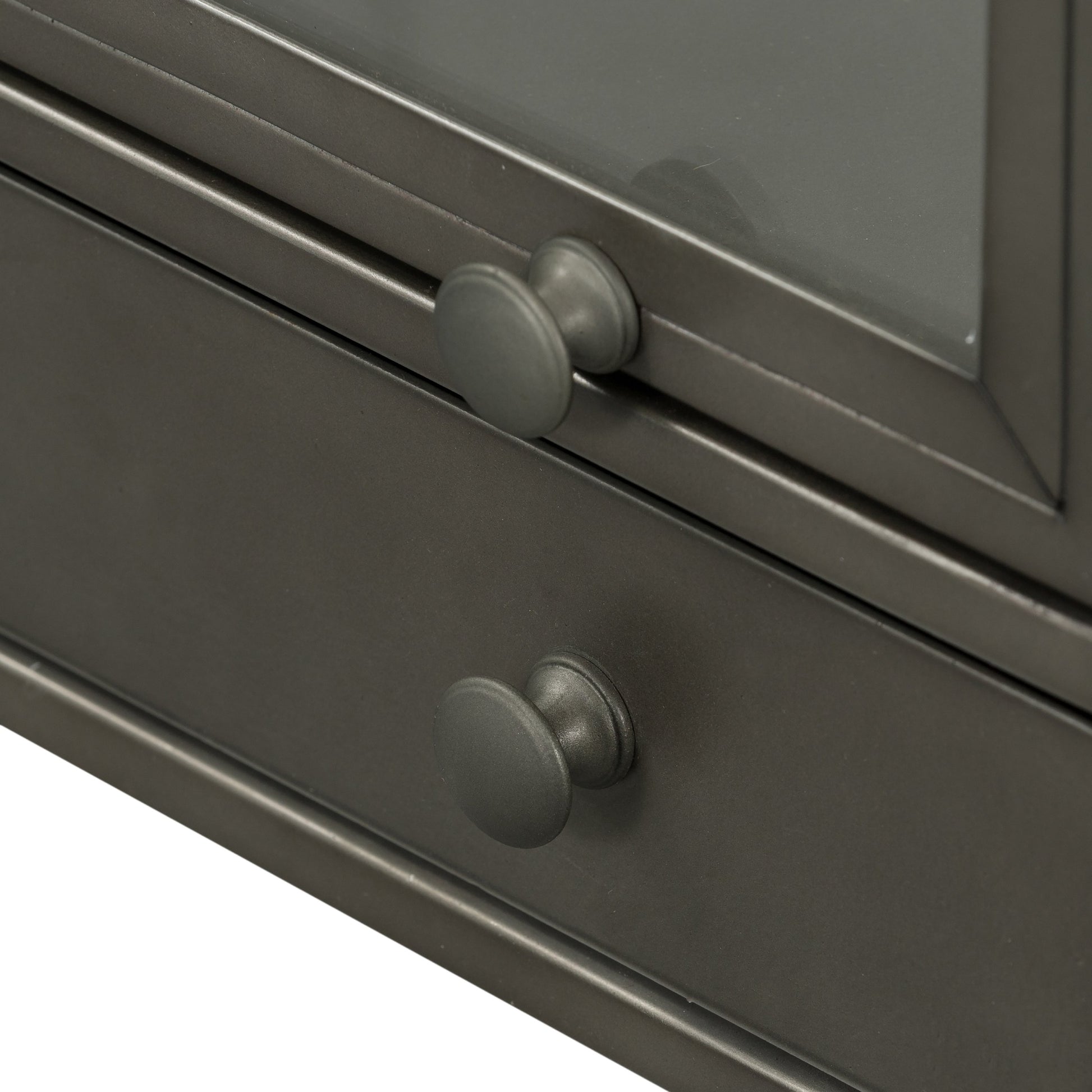 Shadow Box End Table by Four Hands in black. Made from tempered glass, iron in a modern style.