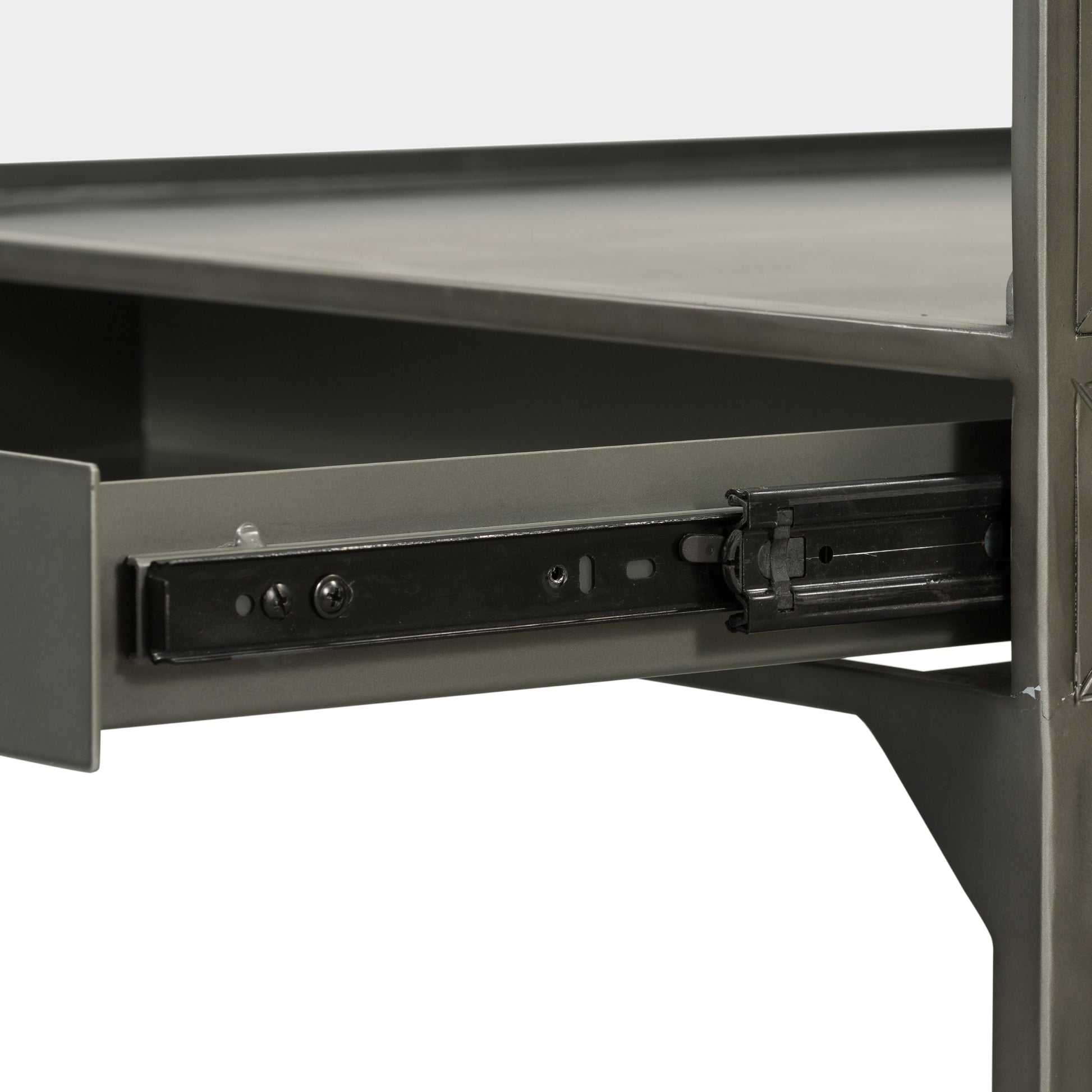 Shadow Box End Table by Four Hands in black. Made from tempered glass, iron in a modern style.