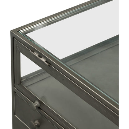 Shadow Box End Table by Four Hands in black. Made from tempered glass, iron in a modern style.