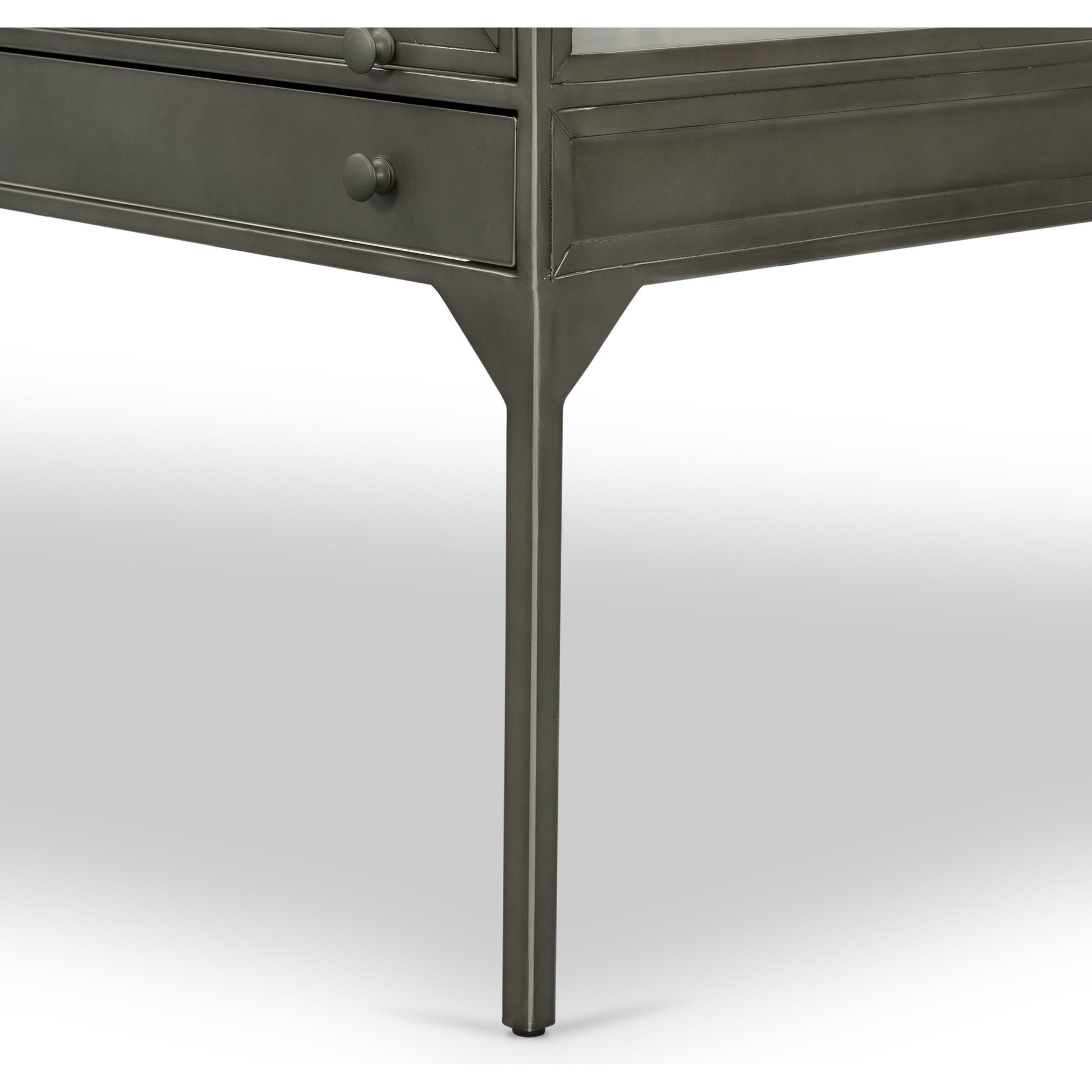 Shadow Box End Table by Four Hands in black. Made from tempered glass, iron in a modern style.