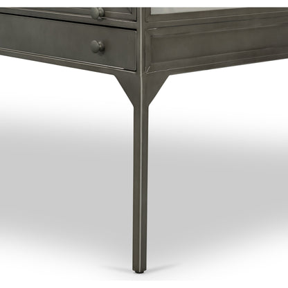 Shadow Box End Table by Four Hands in black. Made from tempered glass, iron in a modern style.