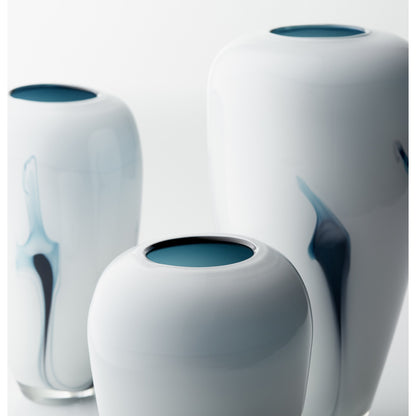 Deep Sky Vase by Cyan Design in blue, white. Made from glass in a coastal style.